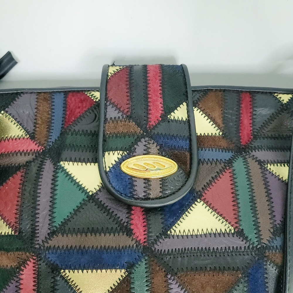 La Covina Granny Core Vintage Leather Patchwork Purse And Wallet Set View 5